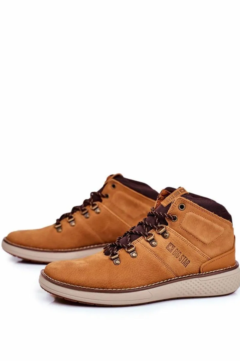 Obuwie Trekkingowe Męskie|Botki Męskie>Big Star Shoes Męskie Trzewiki Skórzane Trekkingi Big Star Camel GG174491