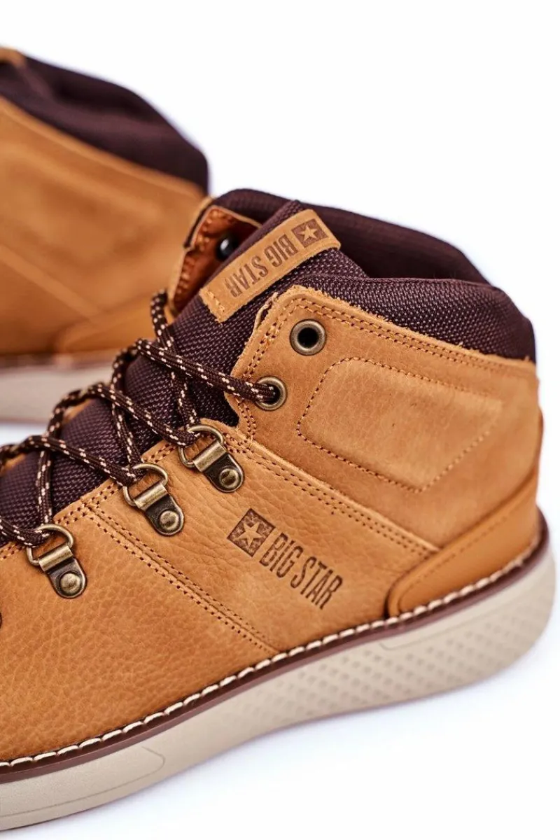Obuwie Trekkingowe Męskie|Botki Męskie>Big Star Shoes Męskie Trzewiki Skórzane Trekkingi Big Star Camel GG174491
