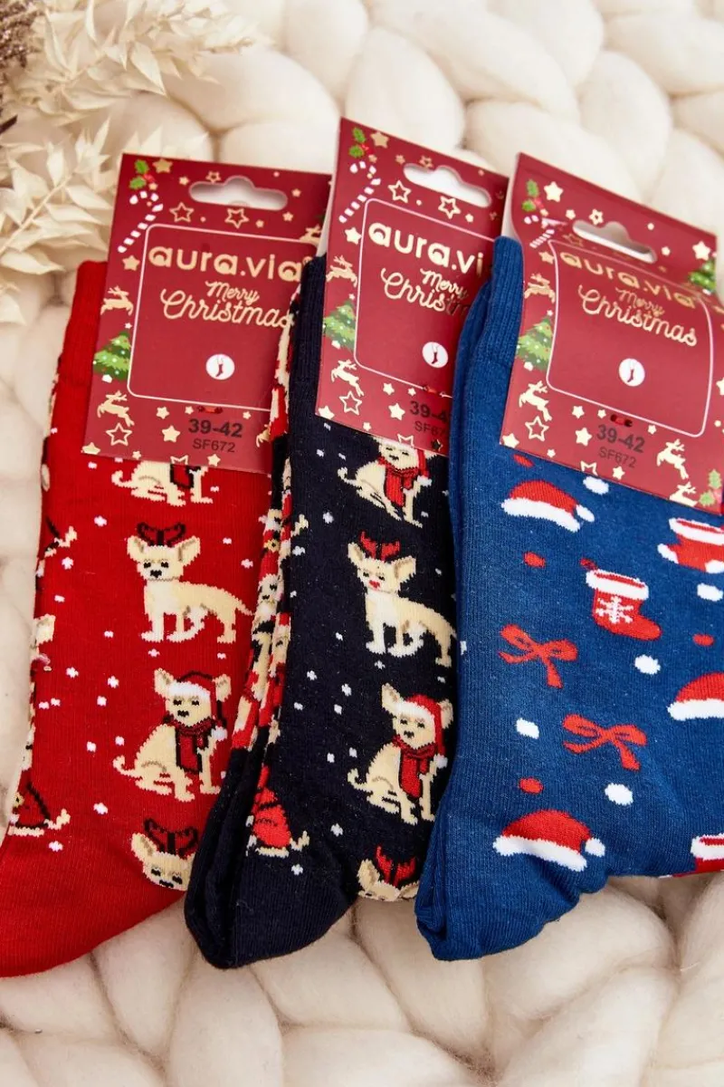 Skarpetki|Skarpetki>Aura.via Męskie Świąteczne Bawełniane Skarpetki Z Reniferami Czarne