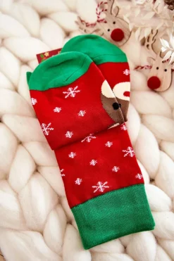 Skarpetki|Skarpetki>Aura.via Męskie Świąteczne Skarpetki Renifer Czerwono-Zielone