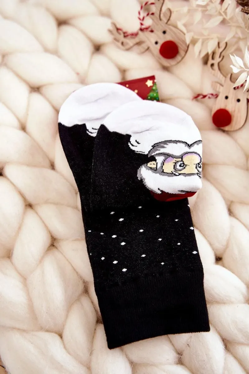 Online Aura.via Męskie Świąteczne Skarpetki Mikołaj Czarne