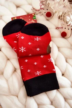 Best Męskie Świąteczne Skarpetki Renifer Czerwono-Czarne Skarpetki|Skarpetki