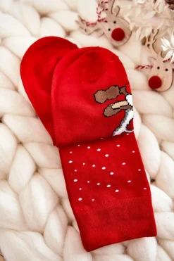 Skarpetki|Skarpetki>Aura.via Męskie Świąteczne Skarpetki Renifer Czerwone