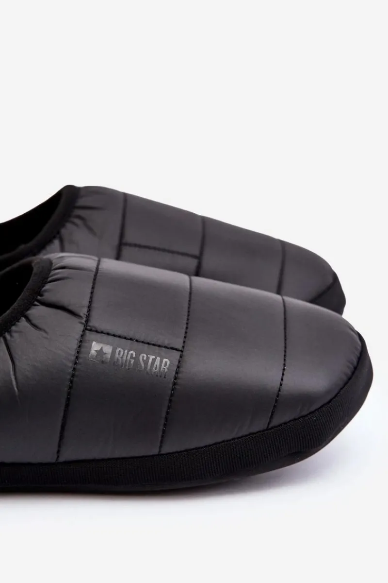Best Męskie Wsuwane Ocieplane Kapcie Czarne Big Star KK174363 Męskie Papcie Męskie