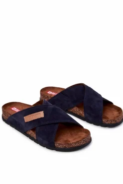 Clearance Big Star Shoes Męskie Wygodne Klapki Big Star JJ176008 Granatowe