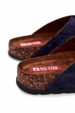 Clearance Big Star Shoes Męskie Wygodne Klapki Big Star JJ176008 Granatowe
