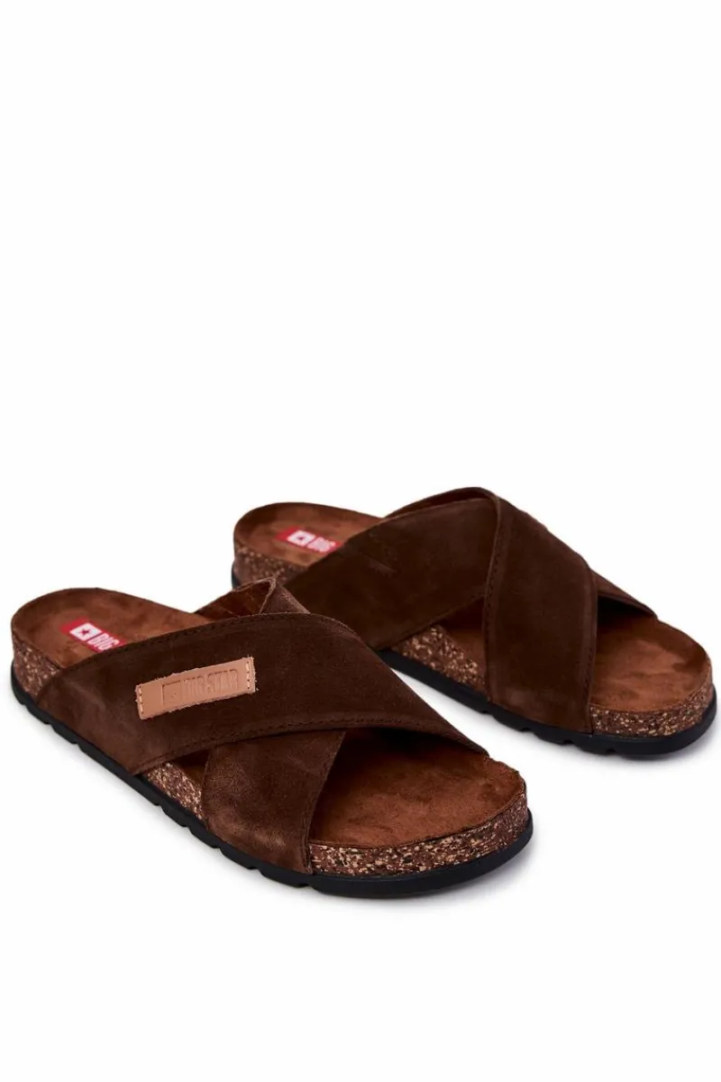 Klapki Męskie Big Star|Klapki Męskie Klasyczne>Big Star Shoes Męskie Wygodne Klapki Big Star JJ176006 Brązowe