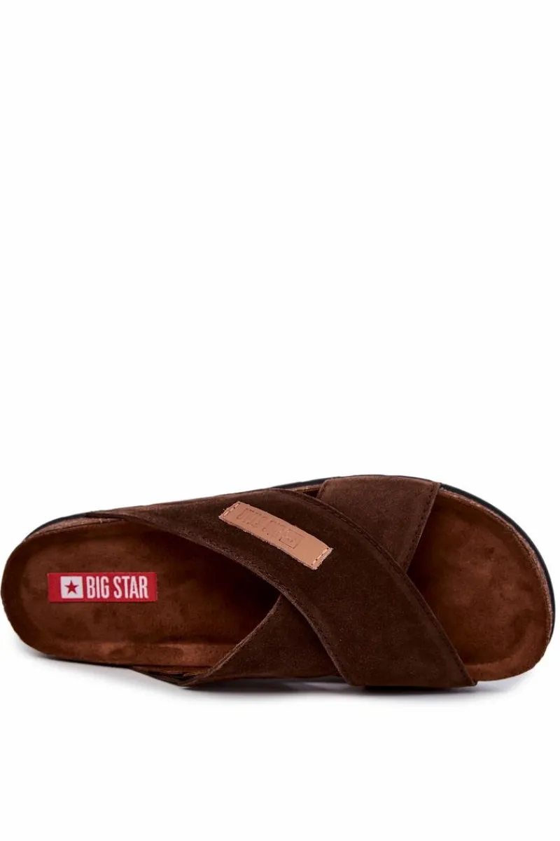 Klapki Męskie Big Star|Klapki Męskie Klasyczne>Big Star Shoes Męskie Wygodne Klapki Big Star JJ176006 Brązowe