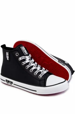 Outlet Big Star Shoes Męskie Wysokie Ocieplane Trampki Big Star KK174346Czarne