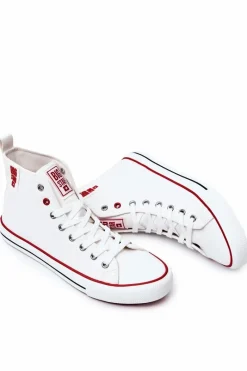 Sale Big Star Shoes Męskie Wysokie Skórzane Trampki BIG STAR JJ174071 Białe