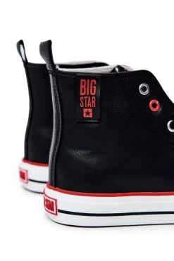 Clearance Męskie Wysokie Skórzane Trampki BIG STAR JJ174070 Czarne Męskie Trampki Męskie Big Star|Trampki Wysokie