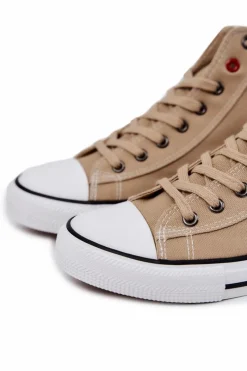 Sale Męskie Wysokie Trampki Big Star JJ174386 Beżowe Męskie Trampki Męskie Big Star|Trampki Wysokie