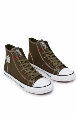 Outlet Męskie Wysokie Trampki Big Star JJ174387 Khaki Męskie Trampki Męskie Big Star|Trampki Wysokie