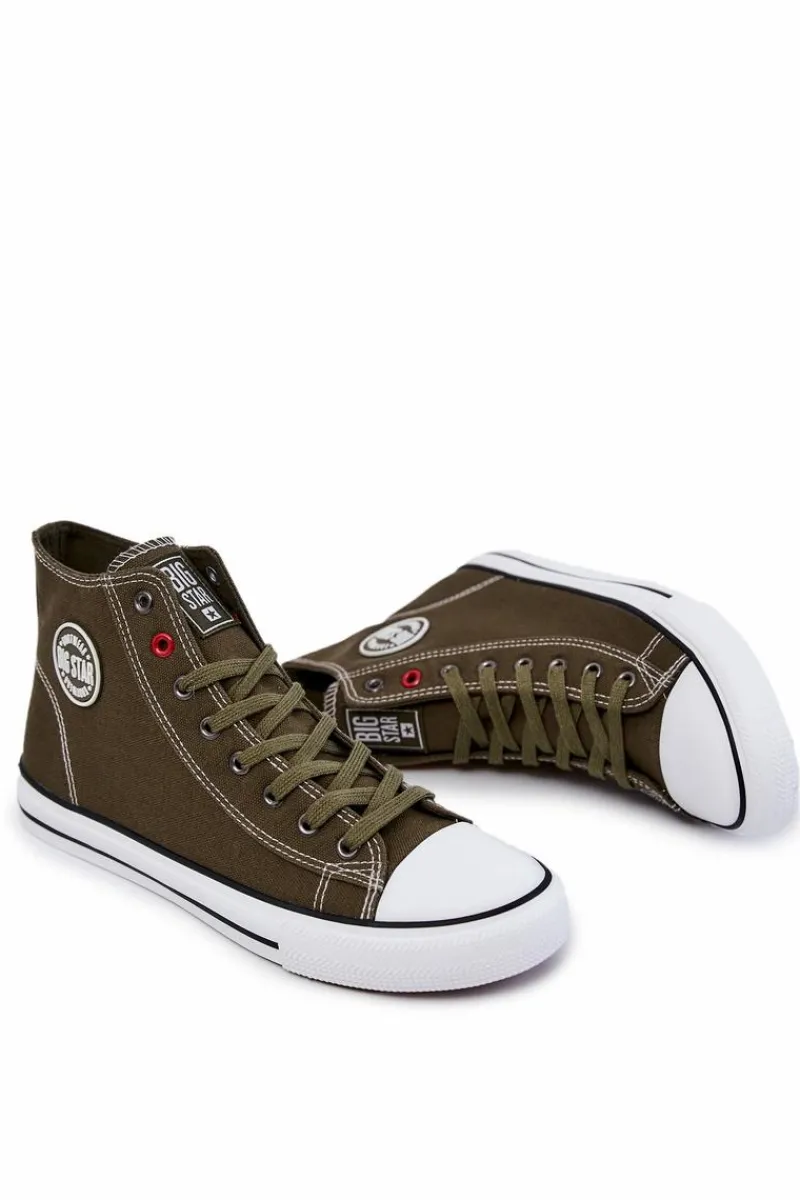 Outlet Męskie Wysokie Trampki Big Star JJ174387 Khaki Męskie Trampki Męskie Big Star|Trampki Wysokie