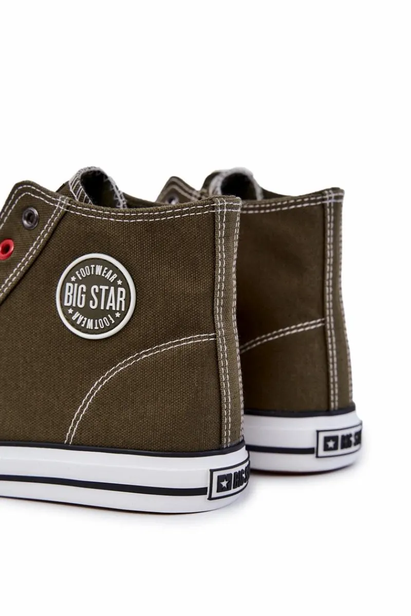 Outlet Męskie Wysokie Trampki Big Star JJ174387 Khaki Męskie Trampki Męskie Big Star|Trampki Wysokie