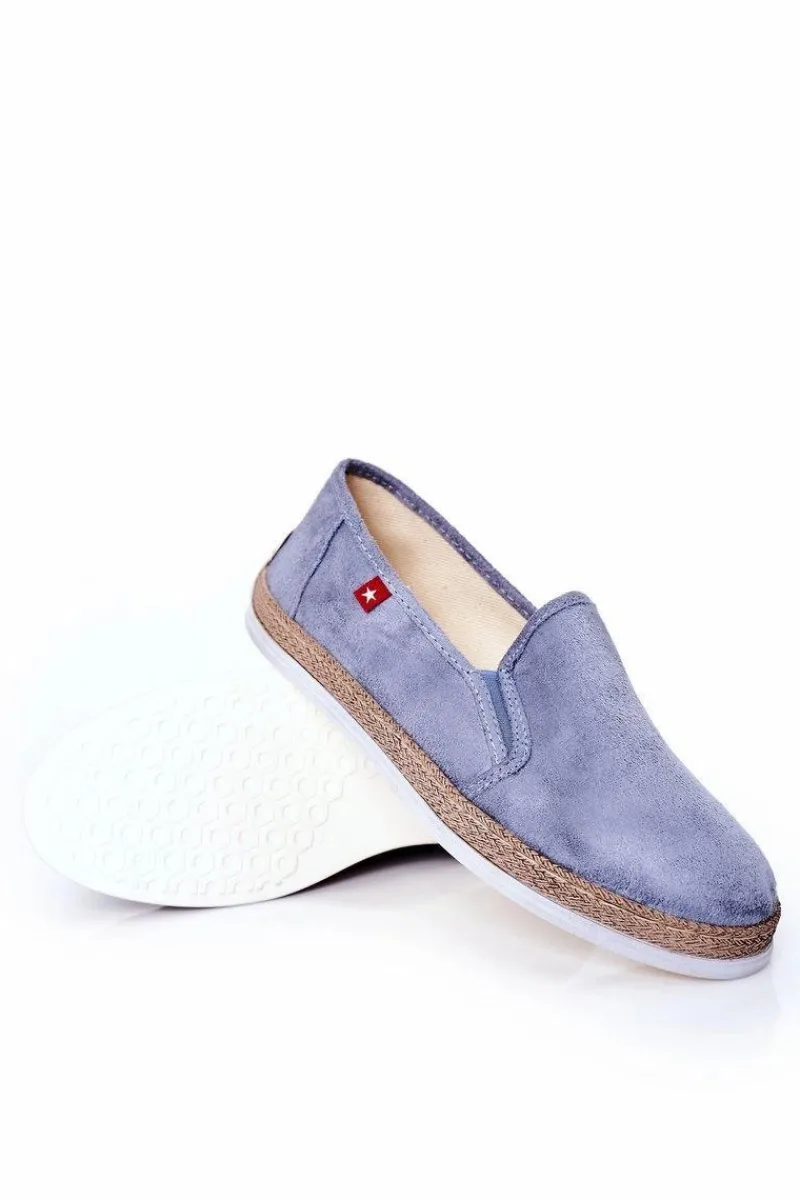 Big Star Shoes Męskie Zamszowe Espadryle Big Star HH176004 Niebieskie
