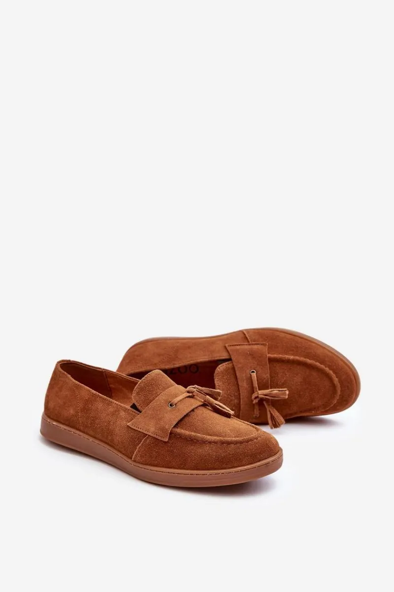 Sale Męskie Zamszowe Loafersy Półbuty 1566 - Ciepły Brąz Męskie Półbuty Casual|Półbuty Eleganckie