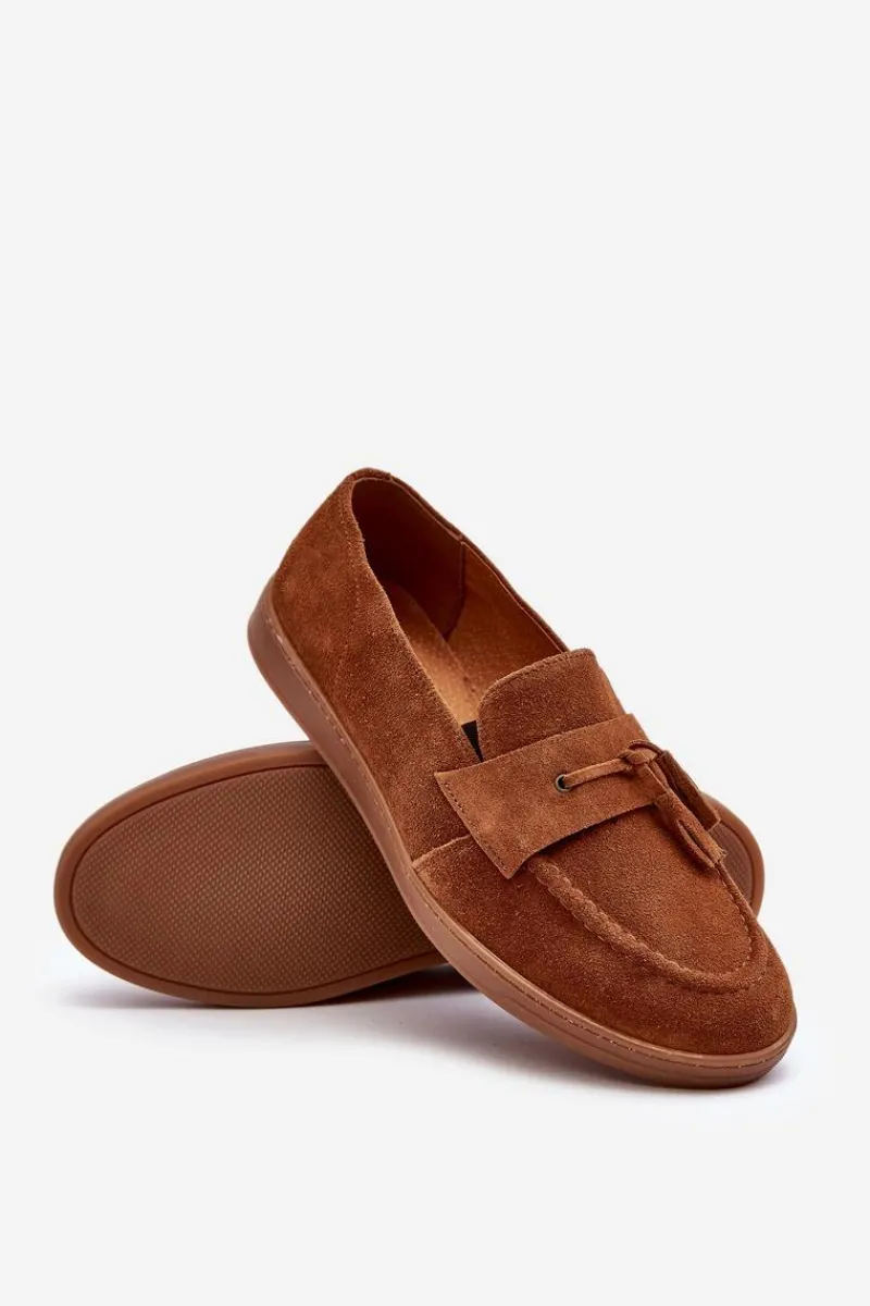 Sale Męskie Zamszowe Loafersy Półbuty 1566 - Ciepły Brąz Męskie Półbuty Casual|Półbuty Eleganckie