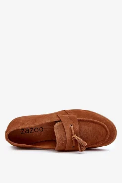Sale Męskie Zamszowe Loafersy Półbuty 1566 - Ciepły Brąz Męskie Półbuty Casual|Półbuty Eleganckie
