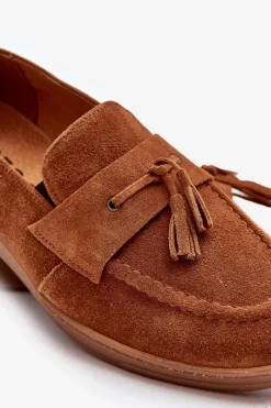Sale Męskie Zamszowe Loafersy Półbuty 1566 - Ciepły Brąz Męskie Półbuty Casual|Półbuty Eleganckie
