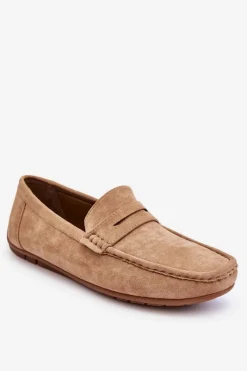 Mokasyny Wsuwane>Boto Męskie Zamszowe Mokasyny Beżowe Wesley