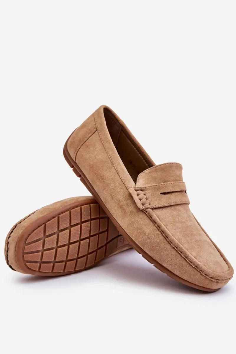 Mokasyny Wsuwane>Boto Męskie Zamszowe Mokasyny Beżowe Wesley