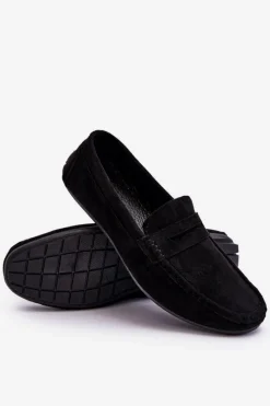 Discount Męskie Zamszowe Mokasyny Czarne Mack Męskie Mokasyny Wsuwane