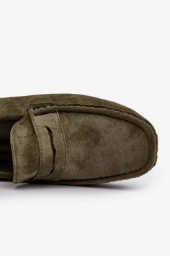 New Męskie Zamszowe Mokasyny Ciemnozielone Wesley Męskie Mokasyny Wsuwane