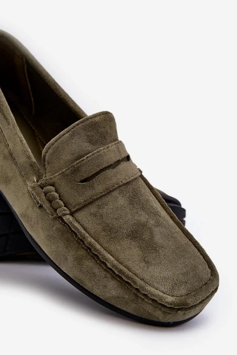 New Męskie Zamszowe Mokasyny Ciemnozielone Wesley Męskie Mokasyny Wsuwane