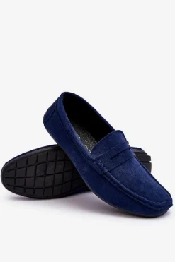 Mokasyny Wsuwane>Evento Męskie Zamszowe Mokasyny Granatowe Mack Niebieski