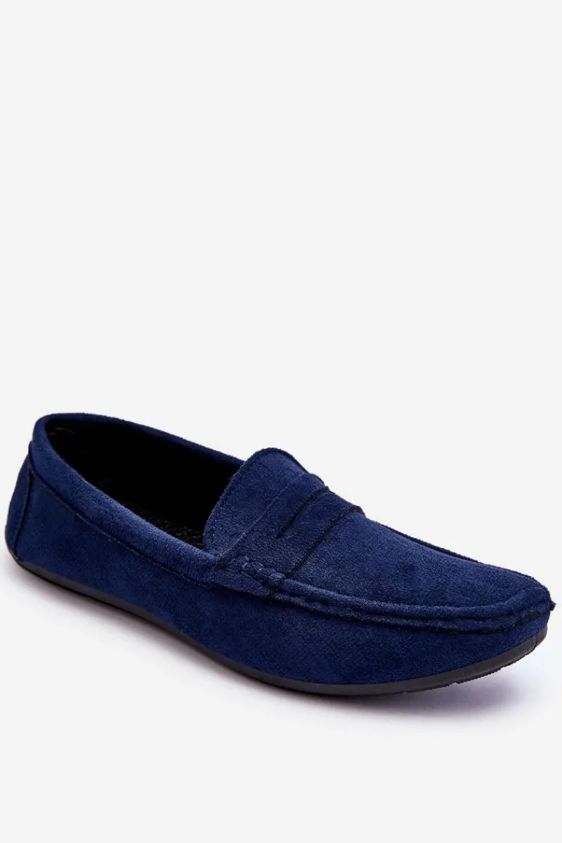 Mokasyny Wsuwane>Evento Męskie Zamszowe Mokasyny Granatowe Mack Niebieski