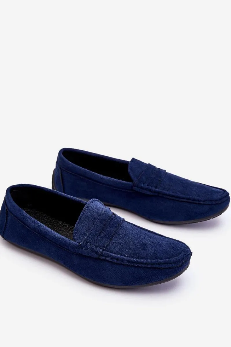 Mokasyny Wsuwane>Evento Męskie Zamszowe Mokasyny Granatowe Mack Niebieski