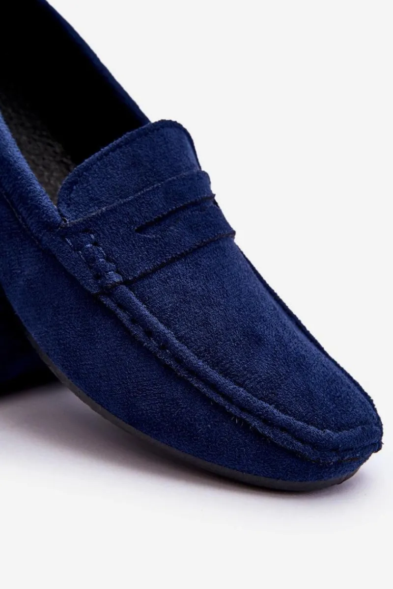 Mokasyny Wsuwane>Evento Męskie Zamszowe Mokasyny Granatowe Mack Niebieski