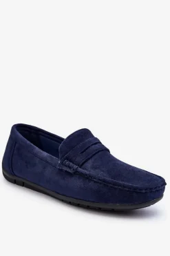 Clearance Męskie Zamszowe Mokasyny Granatowe Wesley Męskie Mokasyny Wsuwane