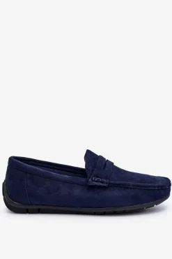 Clearance Męskie Zamszowe Mokasyny Granatowe Wesley Męskie Mokasyny Wsuwane