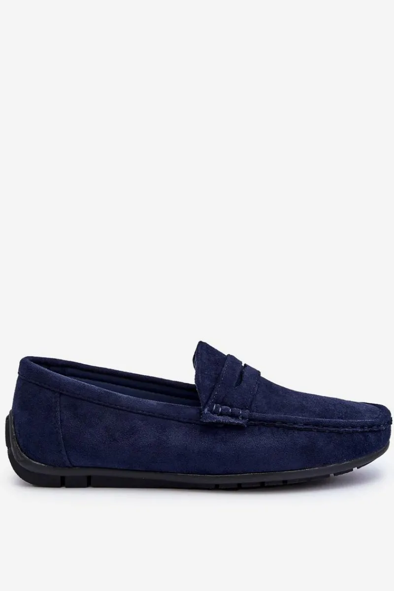 Clearance Męskie Zamszowe Mokasyny Granatowe Wesley Męskie Mokasyny Wsuwane