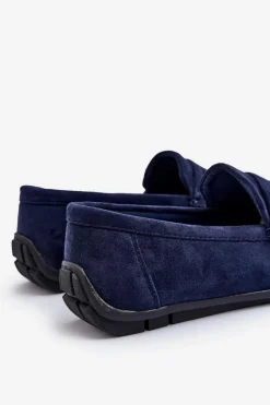 Clearance Męskie Zamszowe Mokasyny Granatowe Wesley Męskie Mokasyny Wsuwane