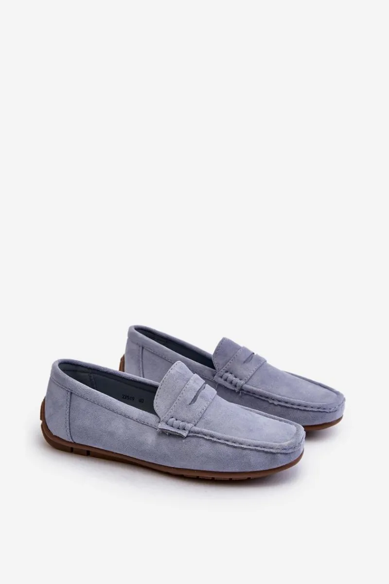 Mokasyny Wsuwane>Boto Męskie Zamszowe Mokasyny Niebieskie Wesley