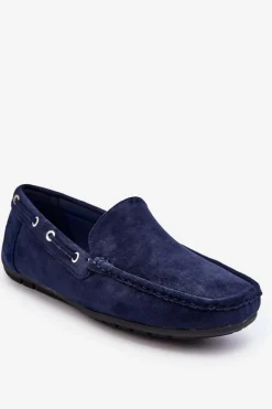 Mokasyny Wsuwane>Boto Męskie Zamszowe Wsuwane Mokasyny Granatowe Rayan