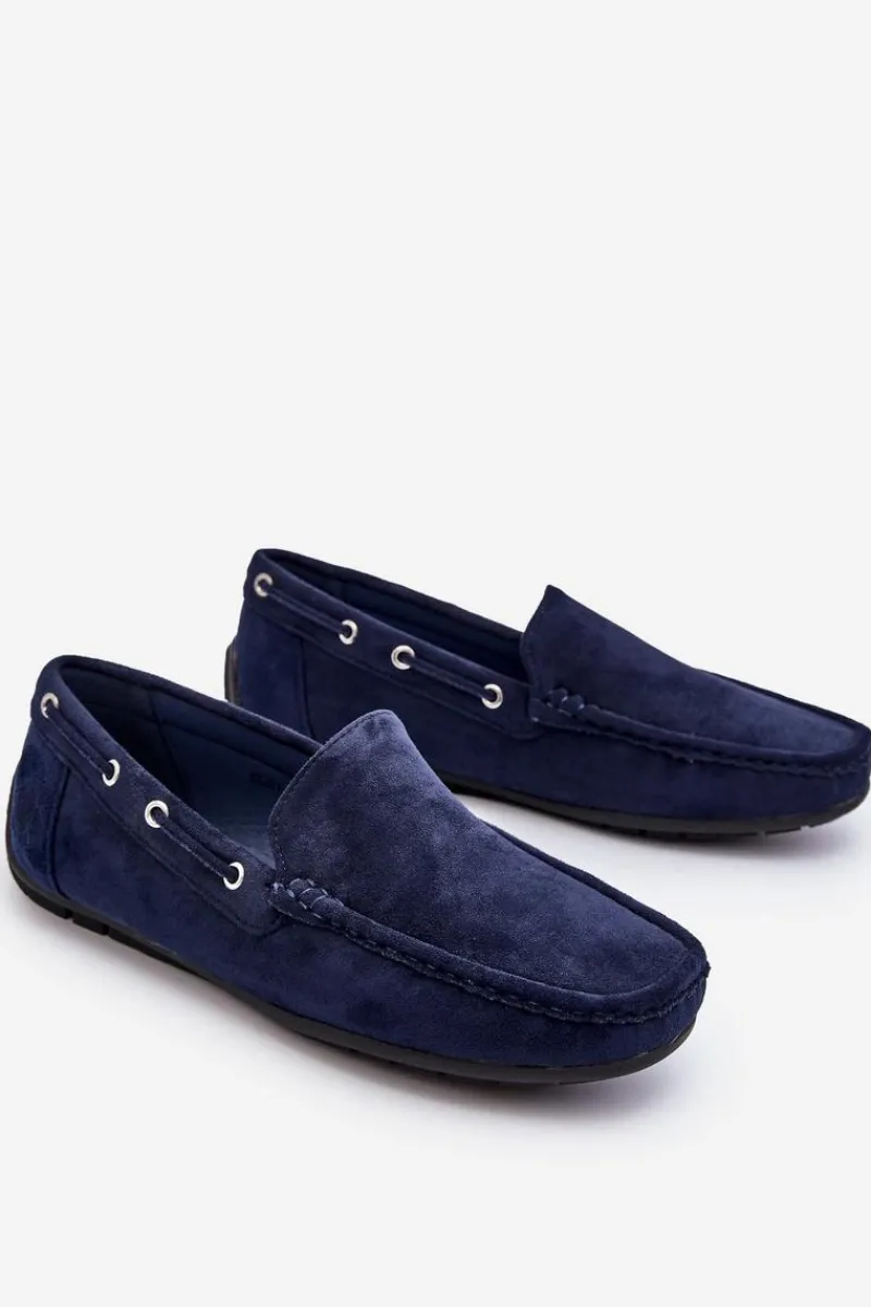 Mokasyny Wsuwane>Boto Męskie Zamszowe Wsuwane Mokasyny Granatowe Rayan