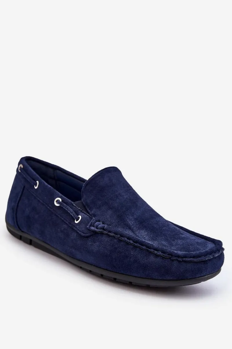 Mokasyny Wsuwane>Boto Męskie Zamszowe Wsuwane Mokasyny Granatowe Rayan