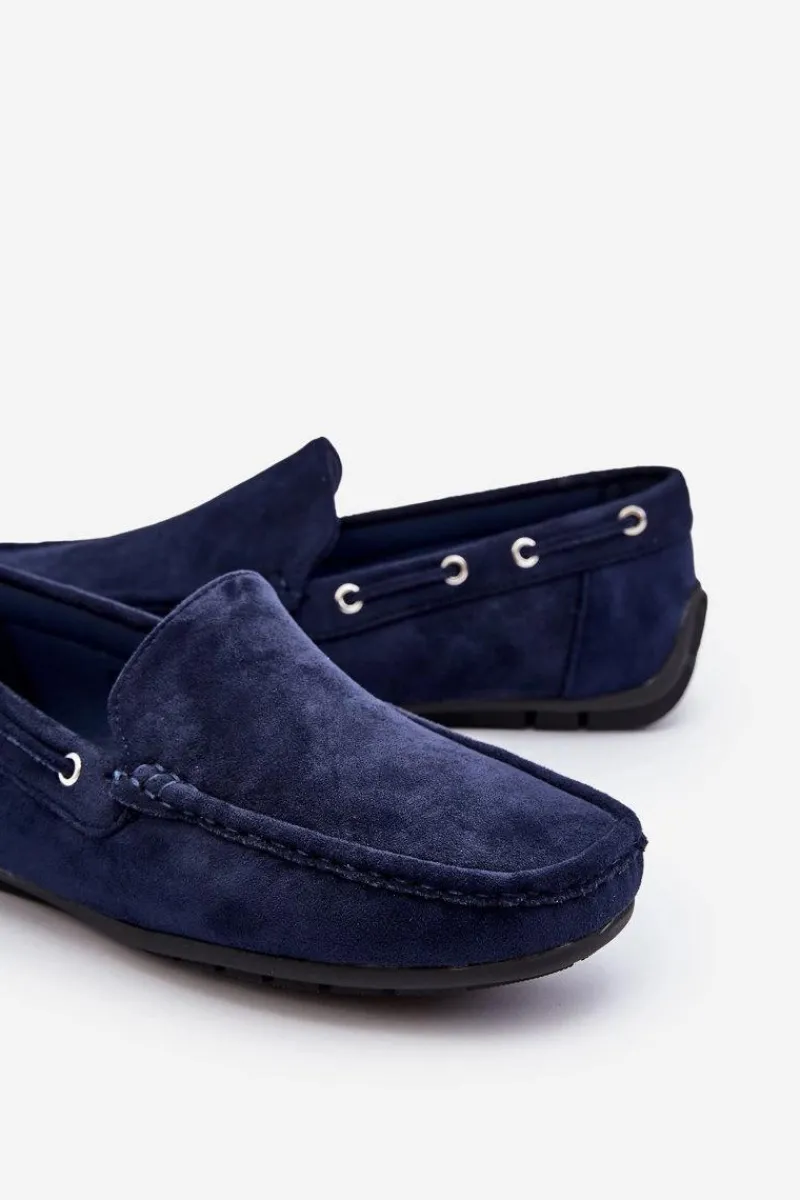 Mokasyny Wsuwane>Boto Męskie Zamszowe Wsuwane Mokasyny Granatowe Rayan