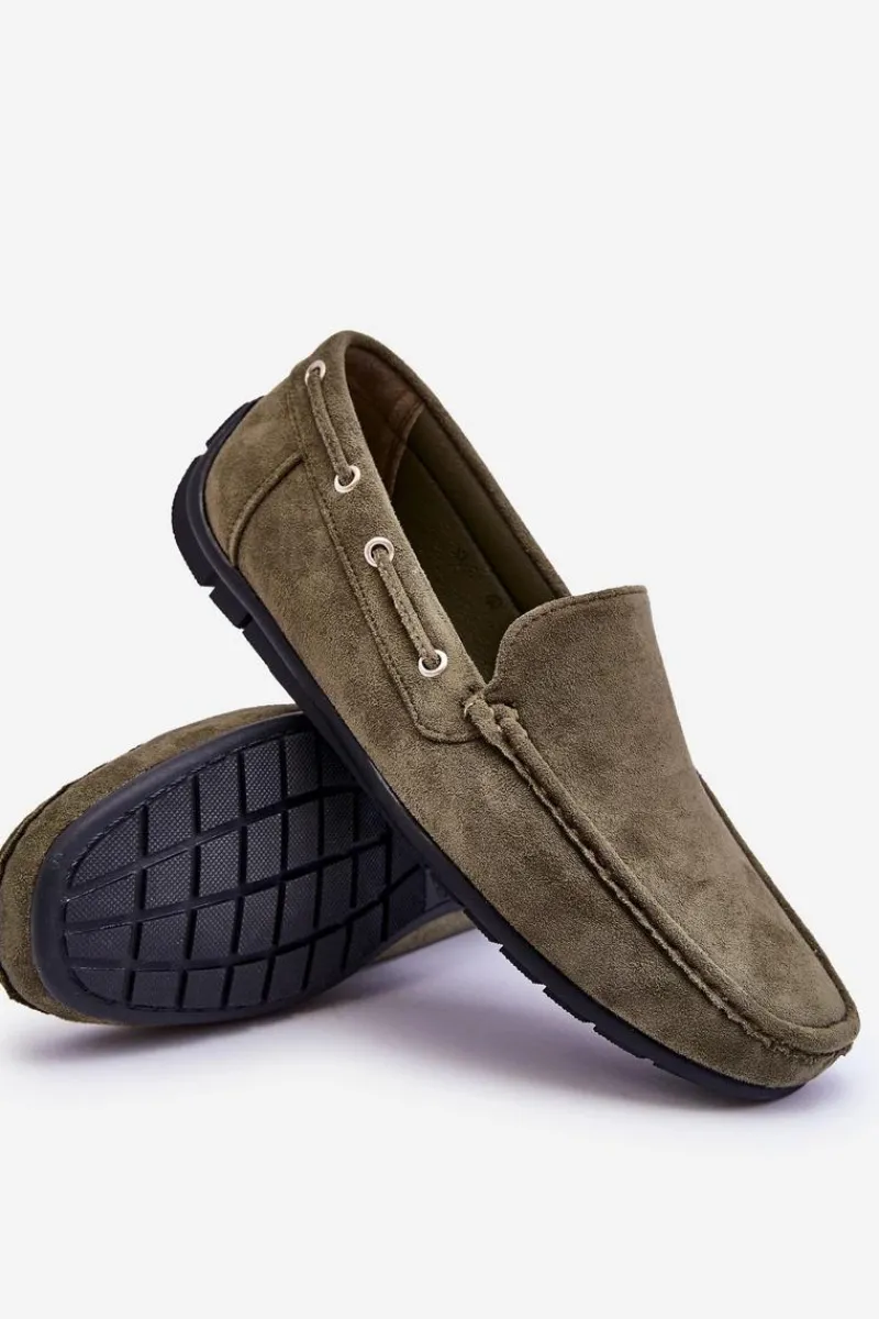 Sale Boto Męskie Zamszowe Wsuwane Mokasyny Zielone Rayan