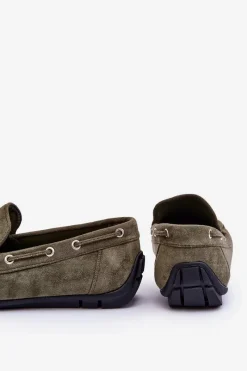 Sale Boto Męskie Zamszowe Wsuwane Mokasyny Zielone Rayan