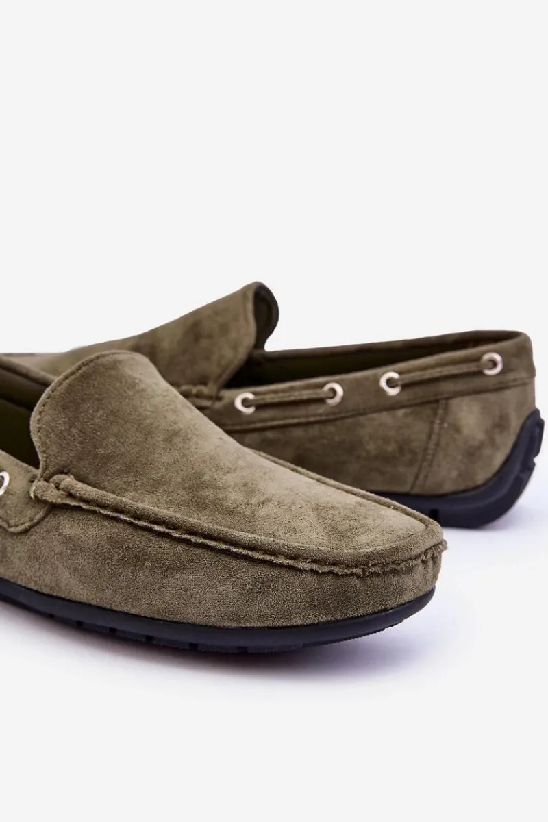 Sale Boto Męskie Zamszowe Wsuwane Mokasyny Zielone Rayan