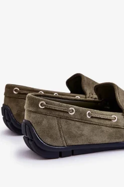 Sale Boto Męskie Zamszowe Wsuwane Mokasyny Zielone Rayan