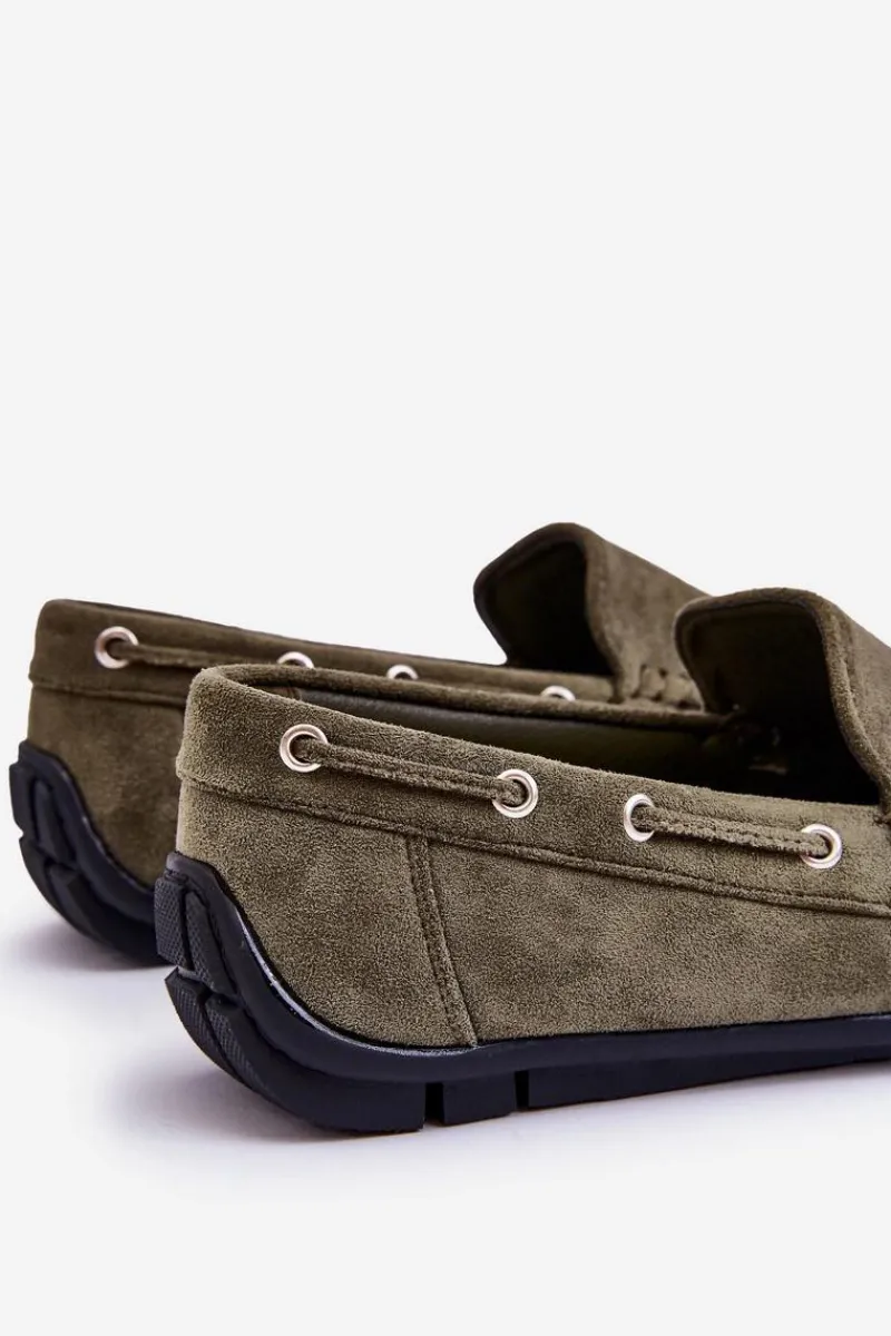 Sale Boto Męskie Zamszowe Wsuwane Mokasyny Zielone Rayan