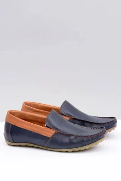 Clearance Neex | Granatowe Skórzane Męskie Wsuwane Mokasyny Pardon Męskie Mokasyny Wsuwane