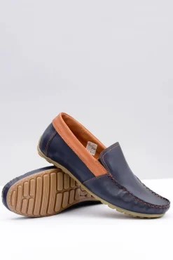 Clearance Neex | Granatowe Skórzane Męskie Wsuwane Mokasyny Pardon Męskie Mokasyny Wsuwane