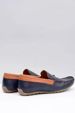 Clearance Neex | Granatowe Skórzane Męskie Wsuwane Mokasyny Pardon Męskie Mokasyny Wsuwane